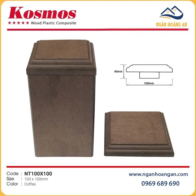Nắp Chụp Đầu Trụ Pergola Gỗ Nhựa Kosmos NT100X100 Coffee