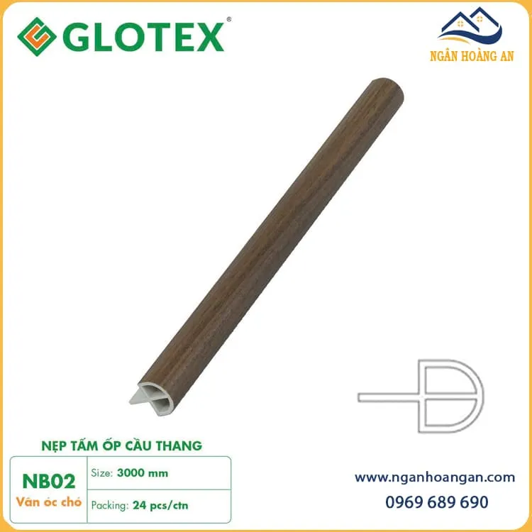 Nẹp Bậc Cầu Thang Nhựa PVC Giả Gỗ Glotex NB02