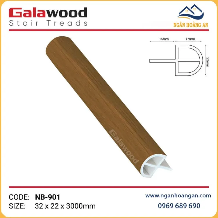 Nẹp Bậc Cầu Thang Nhựa Giả Gỗ Galawood NB-901