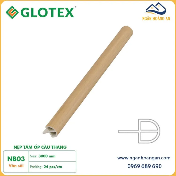 Nẹp Bậc Cầu Thang Nhựa PVC Vân Gỗ Glotex NB03 Nẹp Bậc Cầu Thang Nhựa PVC Vân Gỗ Glotex NB03
