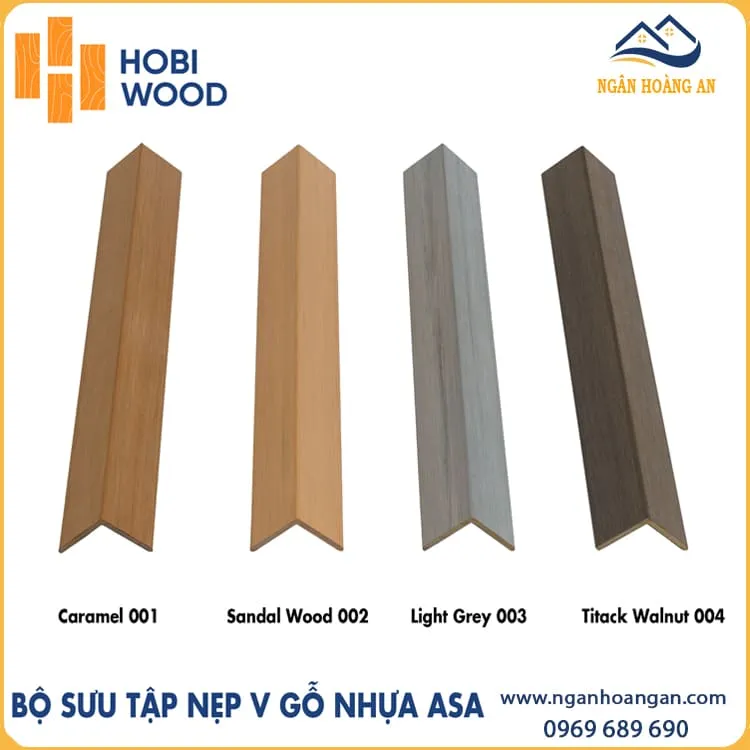 Nẹp Góc V Gỗ Nhựa Ngoài Trời Hobiwood Phủ ASA V45x45