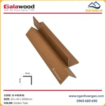 Nẹp Góc V Gỗ Nhựa Ngoài Trời ASA Galawood G-V45X45 Golden Teak