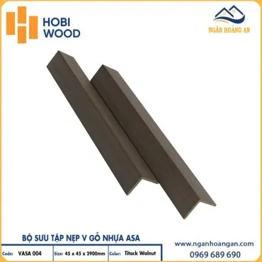 Nẹp Góc V Ngoài Trời Hobiwood Phủ ASA V45x45 Vasa 004 Titack Walnut