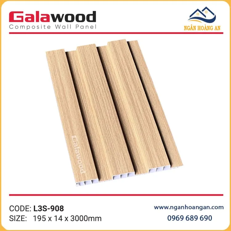 Nhựa Lam Sóng Giả Gỗ Ốp Trần Galawood-L3S-908