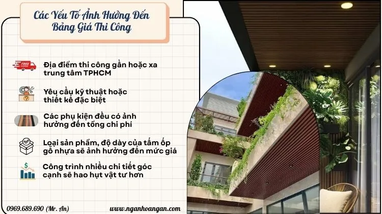 Những Yếu Tố Ảnh Hưởng Đến Bảng Giá Thi Công Hoàn Thiện Ốp Trần Ngoài Trời Hobi Wood
