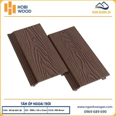 Ốp Ban Công Gỗ Nhựa Ngoài Trời Hobiwood  OP3D 156W21 Oka Brown