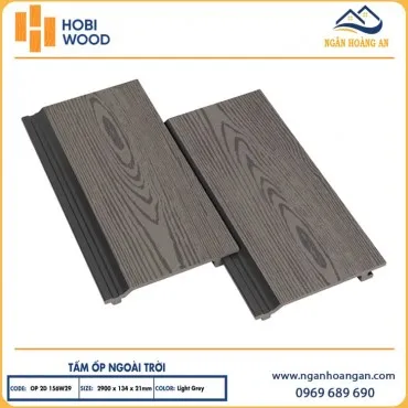Ốp Ban Công Gỗ Nhựa Ngoài Trời Hobiwood OP2D 156W29 Light Grey