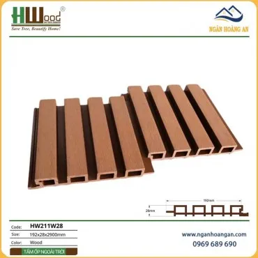 Ốp Ban Công Lam Sóng Gỗ Nhựa Ngoài Trời Hwood HW211W28 Wood