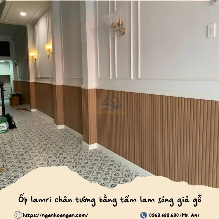 Ốp Chân Tường Bằng Lam Sóng Nhựa Giả Gỗ