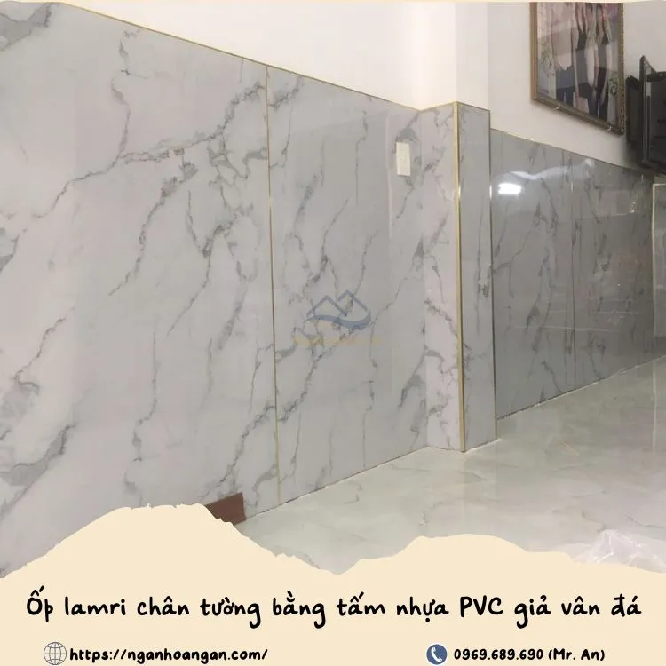 Ốp Lamri Chân Tường Bằng Tấm Nhựa PVC Giả Vân Đá 