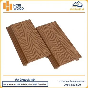 Ốp Mái Hiên Gỗ Nhựa Ngoài Trời Hobiwood  OP3D 156W21 Vibrant Yellow