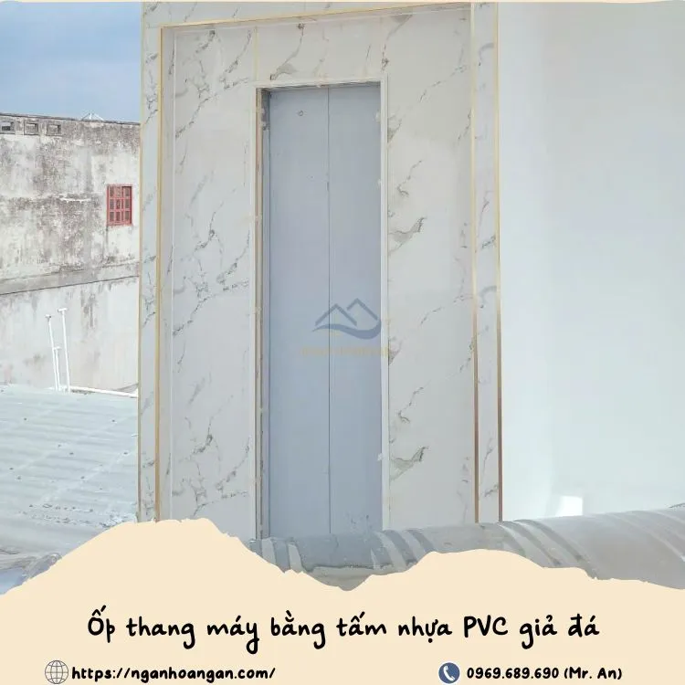 Ốp Thang Máy Bằng Tấm Nhựa PVC Vân Đá 