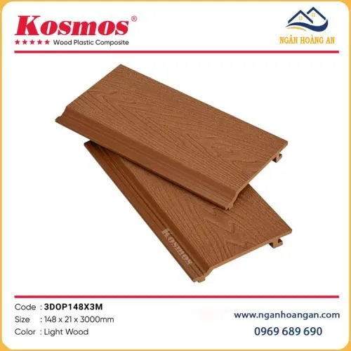 Ốp Trần Ban Công Gỗ Nhựa Ngoài Trời Kosmos 3DOP148X3M Light Wood