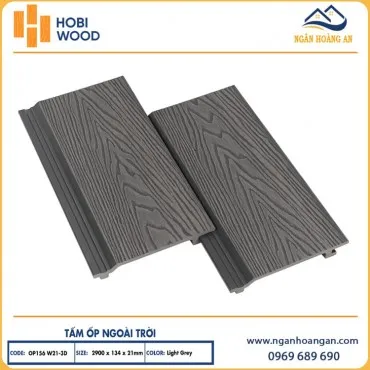 Ốp Trần Gỗ Nhựa Ngoài Trời Hobiwood OP3D 156W21 Light Grey