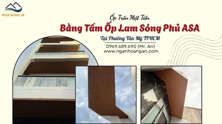 Ốp Trần Mặt Tiền Bằng Tấm Ốp Lam Sóng Phủ ASA Tại Phường Tân Mỹ TPHCM