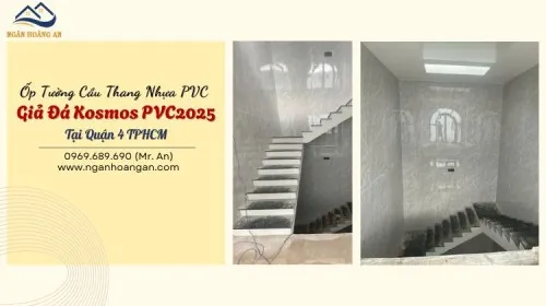Ốp Tường Cầu Thang Nhựa PVC Giả Đá Kosmos PVC2025Tại Quận 4 TPHCM