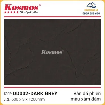 Ốp Tường Đá Dẻo Kosmos 3mm DD002 Vân Đá Phiến Xám Đậm