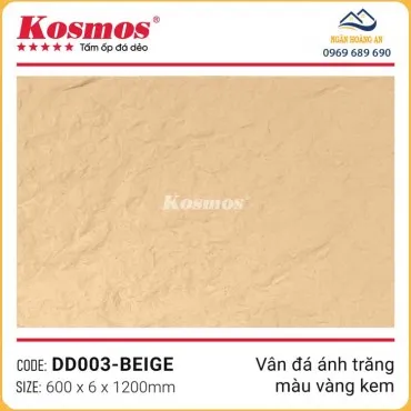Ốp Tường Đá Dẻo Kosmos 6mm DD003 Vân Ánh Trăng Vàng Kem