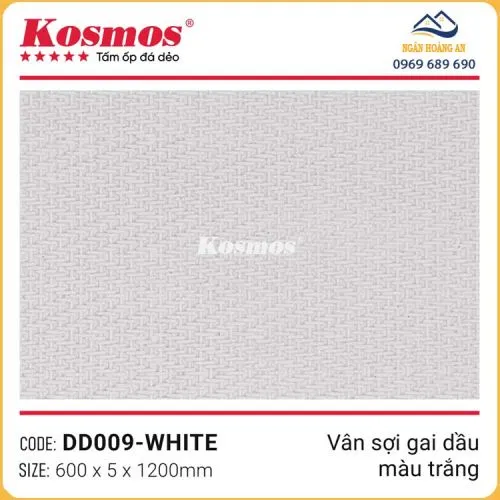 Tấm Ốp Đá Dẻo Kosmos 5mm DD009 Vân Sợi Gai Dầu Trắng