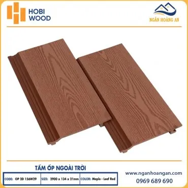 Ốp Tường Gỗ Nhựa Ngoài Trời Hobiwood OP2D 156W29 Maple Leaf Red