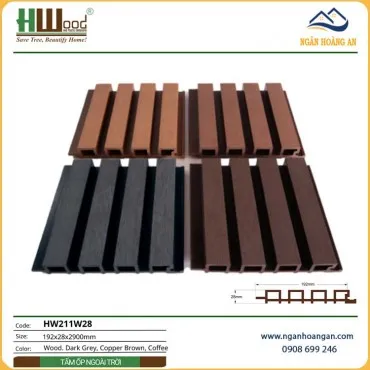 Ốp Tường Lam Sóng Gỗ Nhựa Ngoài Trời Hwood HW211W28