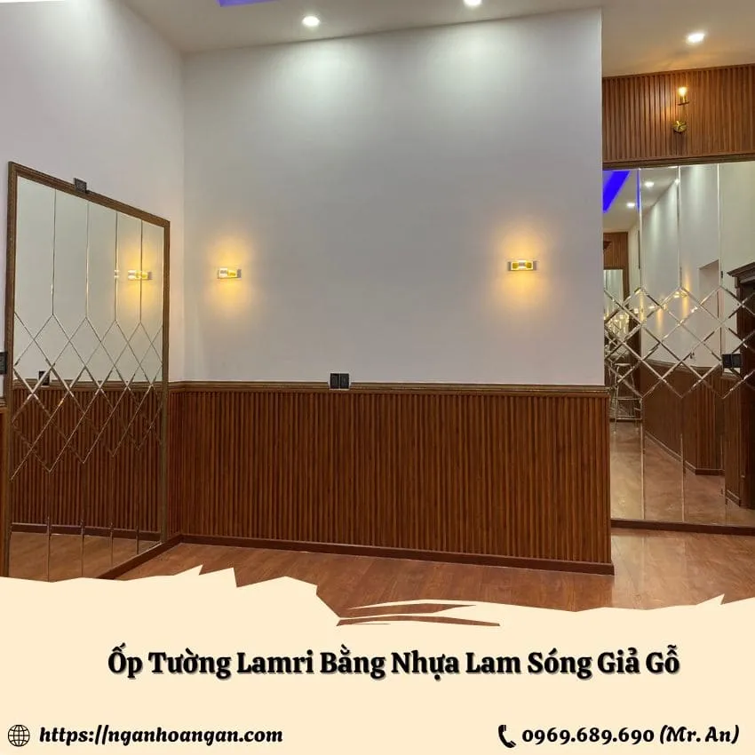 Ốp Tường Lamri Bằng Nhựa Lam Sóng Giả Gỗ