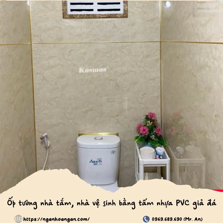 Ốp Tường Nhà Vệ Sinh Bằng Tấm Nhựa PVC Giả Đá
