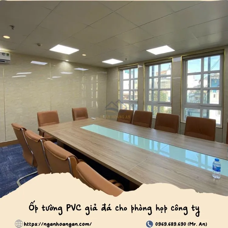 Ốp Tường Nhựa PVC Giả Đá Cho Phòng Họp Công Ty Ốp Tường Nhựa PVC Giả Đá Cho Phòng Họp Công Ty