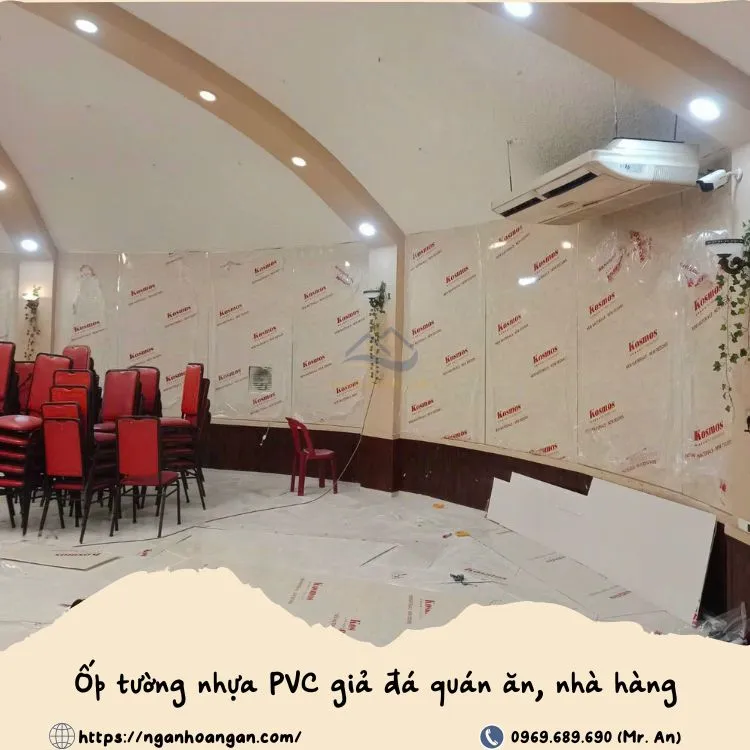 Ốp Tường Nhựa PVC Giả Đá Cho Quán Ăn, Nhà Hàng