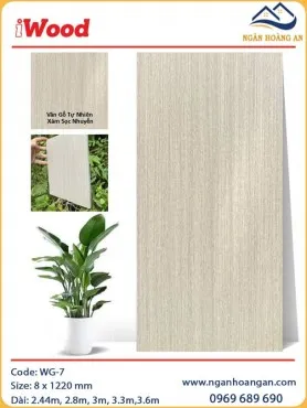 Ốp Tường Tấm Than Tre Vân Gỗ Xám Nhạt Iwood WG-7