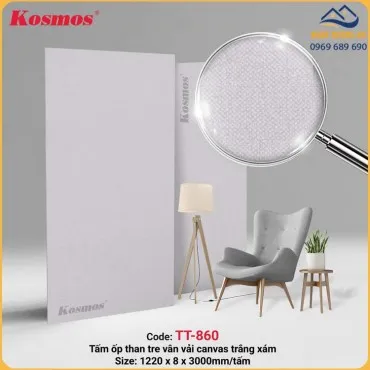 Ốp Tường Tấm Ốp Sợi Than Tre Kosmos TT-860 Vân Vải Xám