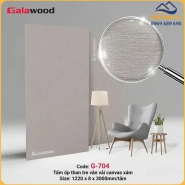 Ốp Tường Than Tre Galawood 8mm G-704 Vân Vải Canvas Xám