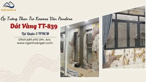 Ốp Tường Than Tre Kosmos Vân Pandora Dát Vàng TT-839 Tại Quận 3 TPHCM