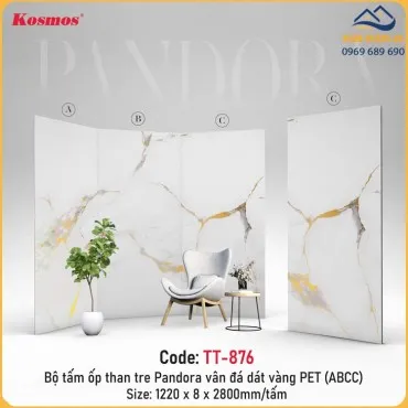 Tấm Ốp Than Tre Pandora Vân Đá Dát Vàng PET Kosmos TT-876