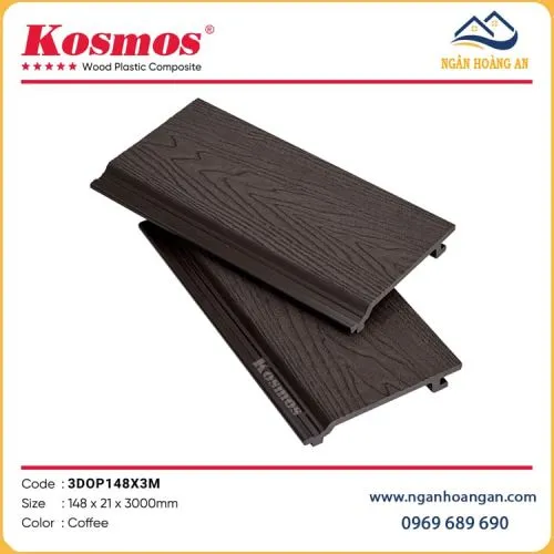 Ốp Tường Trần Gỗ Nhựa Ngoài Trời Kosmos 3DOP148X3M Coffee