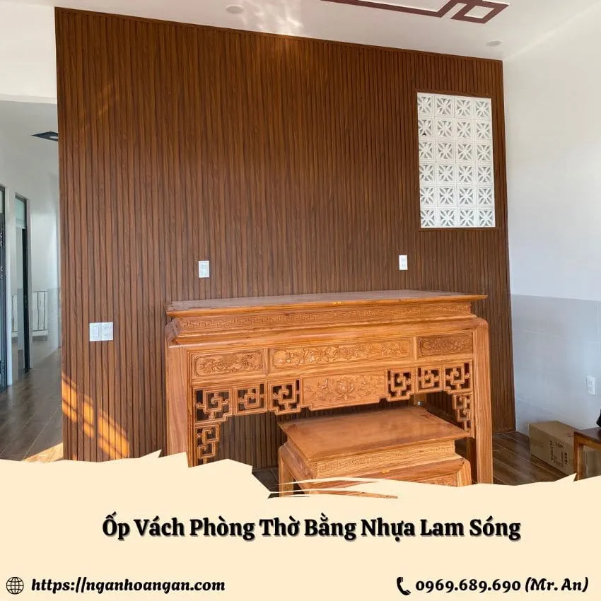 Ốp Vách Phòng Thờ Bằng Nhựa Lam Sóng