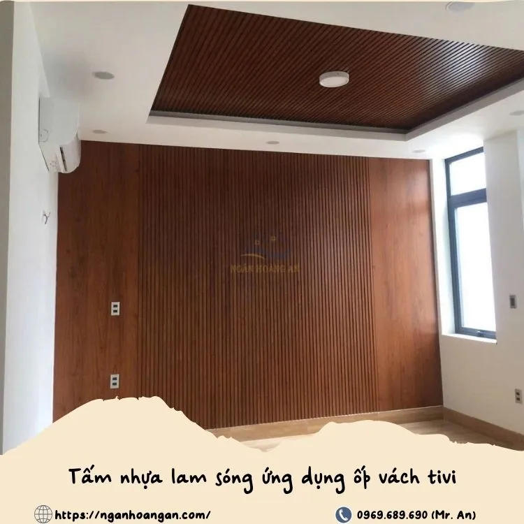 Ốp Vách Tivi Bằng Tấm Nhựa Lam Sóng 