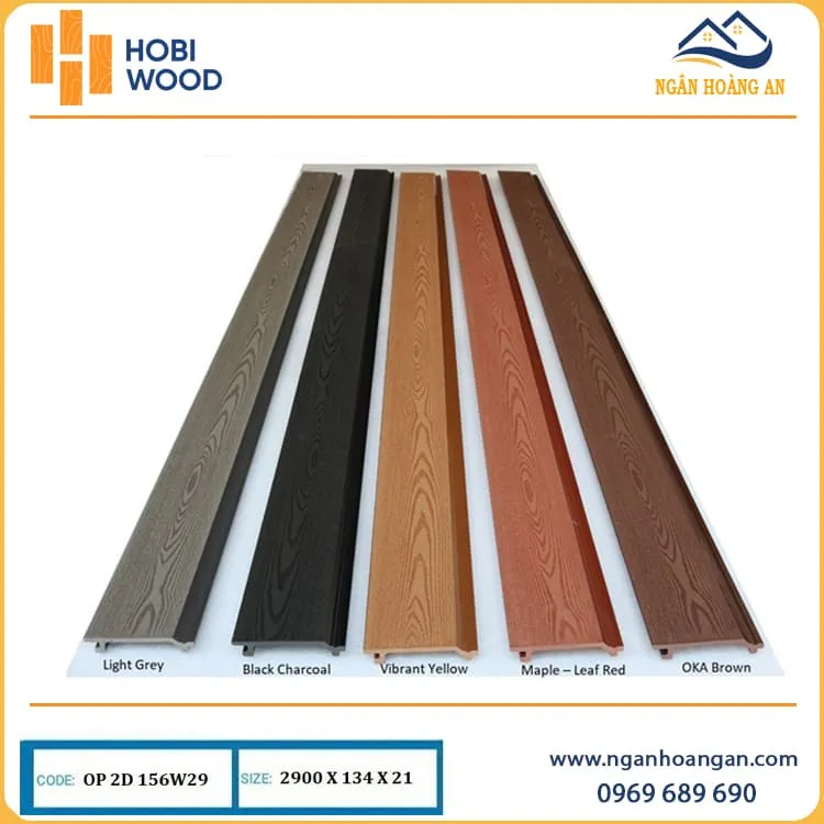 Ốp Vách Tường Gỗ Nhựa Ngoài Trời Hobiwood OP2D 156W29