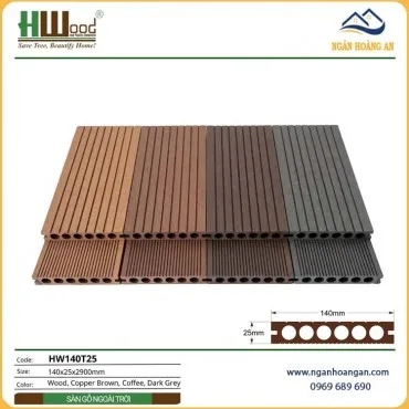 Sàn Ban Công Gỗ Nhựa Ngoài Trời Lỗ Tròn Hwood HW140T25
