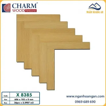 Sàn Gỗ Charmwood Xương Cá Cốt Xanh X8385 Dày 8mm