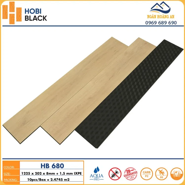 Sàn Gỗ Công Nghiệp 8mm Hobi Black HB680 Sàn Gỗ Công Nghiệp 8mm Hobi Black HB680