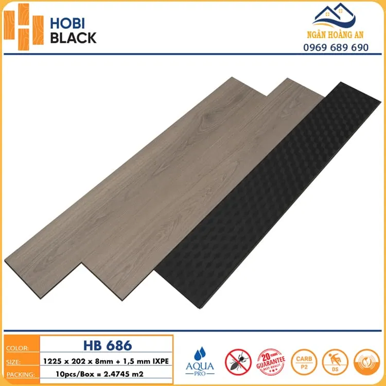 Sàn Gỗ Công Nghiệp Cốt Đen  Hobi Black HB686