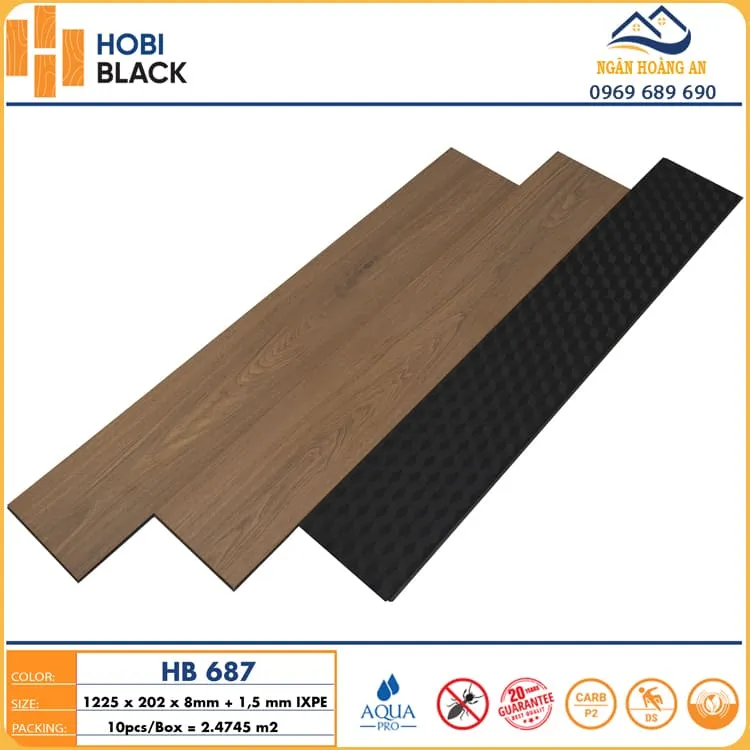 Sàn Gỗ Công Nghiệp Cốt Đen Hobi Black HB687 8mm Sàn Gỗ Công Nghiệp Cốt Đen Hobi Black HB687 8mm