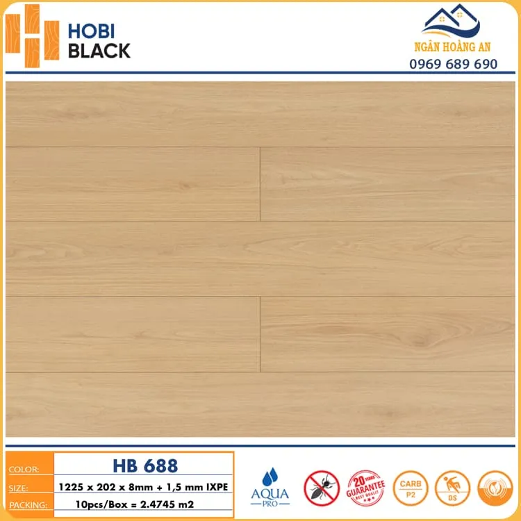 Sàn Gỗ Công Nghiệp Hobi Black 8mm HB688 Sàn Gỗ Công Nghiệp Hobi Black 8mm HB688