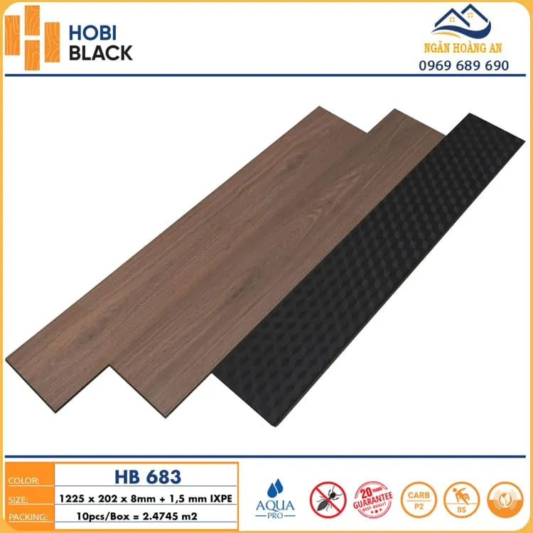 Sàn Gỗ Công Nghiệp Hobi Black HB683 8mm Sàn Gỗ Công Nghiệp Hobi Black HB683 8mm