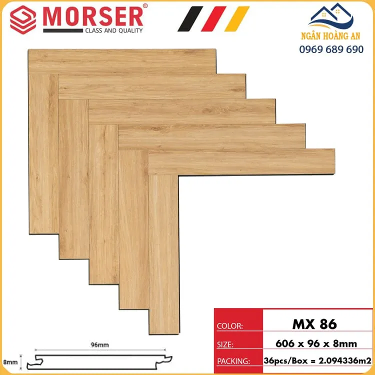 Sàn Gỗ Công Nghiệp Lát Xương Cá 8mm Morser MX 86