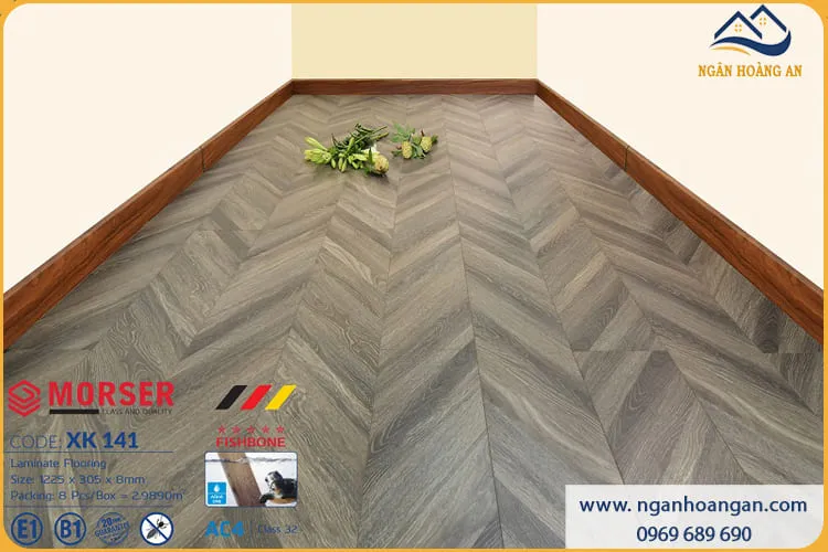 Sàn Gỗ Công Nghiệp Vân Xương Cá Morse XK 141 8mm