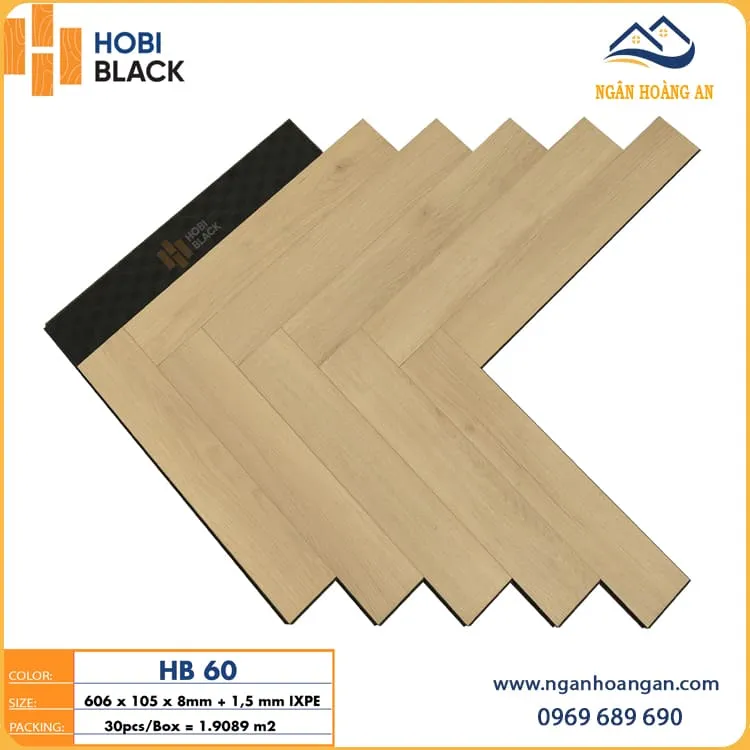 Sàn Gỗ Công Nghiệp Xương Cá Hobi Black H60 Dày 8mm Sàn Gỗ Công Nghiệp Xương Cá Hobi Black H60 Dày 8mm