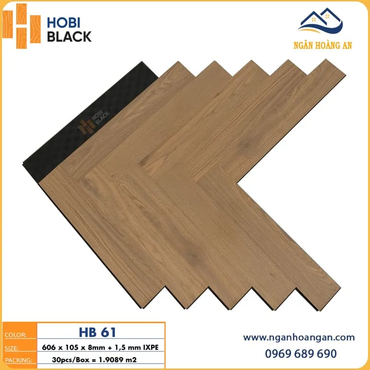 Sàn Gỗ Công Nghiệp Xương Cá 8mm Hobi Black HB61 Sàn Gỗ Công Nghiệp Xương Cá 8mm Hobi Black HB61