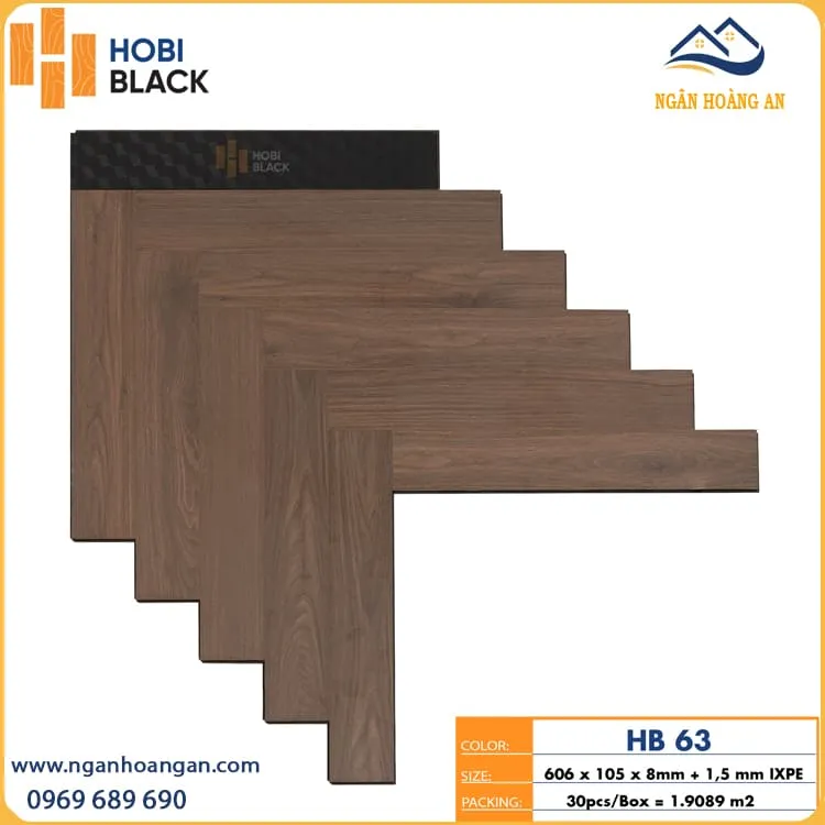 Sàn Gỗ Công Nghiệp Xương Cá Hobi Black 8mm HB63 Sàn Gỗ Công Nghiệp Xương Cá Hobi Black 8mm HB63
